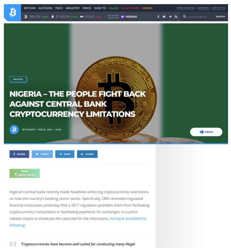 20210222 L Bitcoinist.com Nigeria